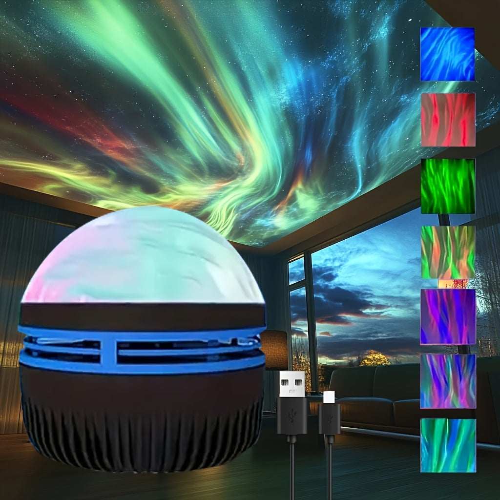 1pc Lámpara de Techo LED con Efecto Aurora Boreal YETHKE - Colores RGB Ajustables, Diseño de Luces del Norte Flujo, Control por Botón, Seguro ≤36V, para Dormitorio, Oficina y Decoración Festiva (Navidad, Acción de Gracias, Día de San Valentín), Iluminaci