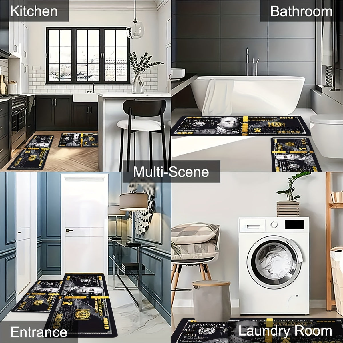 1pc Alfombra Suave de Área del Dólar Americano - Ideal para salones, baños, dormitorios, salas de juegos, habitaciones universitarias - Tapetes de piel sintética linda - Lavable en máquina - Decoración Interior - Decoración del Hogar