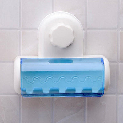 Portacepillos de dientes con ventosa, organizador de baño con tapa, accesorio para baño montado en la pared, 1 unidad