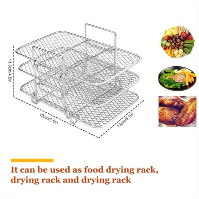 Rejilla para Freidora de Aire Ninja, Accesorios de Freidora de Aire de Doble Cesta Multinivel, Rejilla de Acero Inoxidable 304 para Asar, Rejilla de Cocina, Rejilla para Tostar para Horno