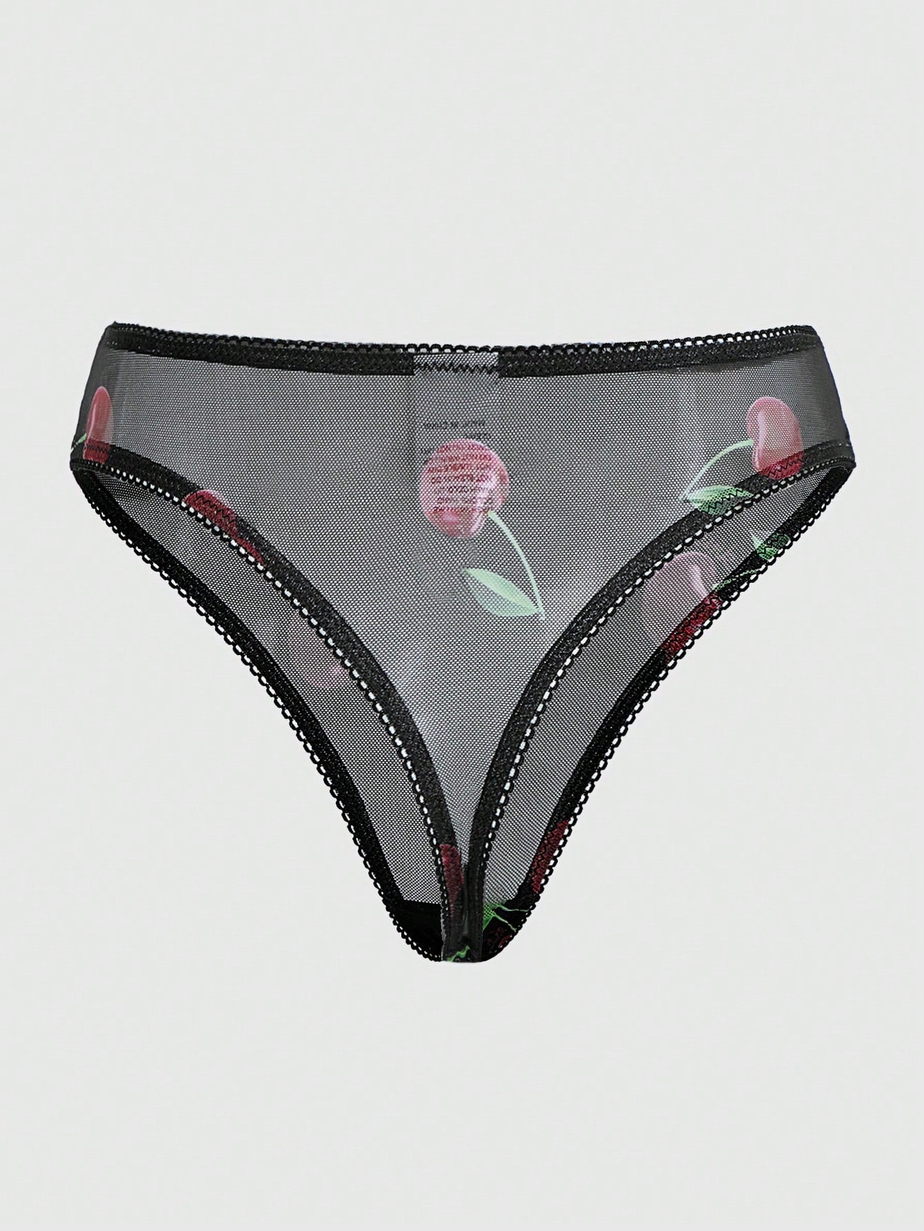 Conjunto De Tangas Y Brasier Con Aros De Malla Color Cereza
