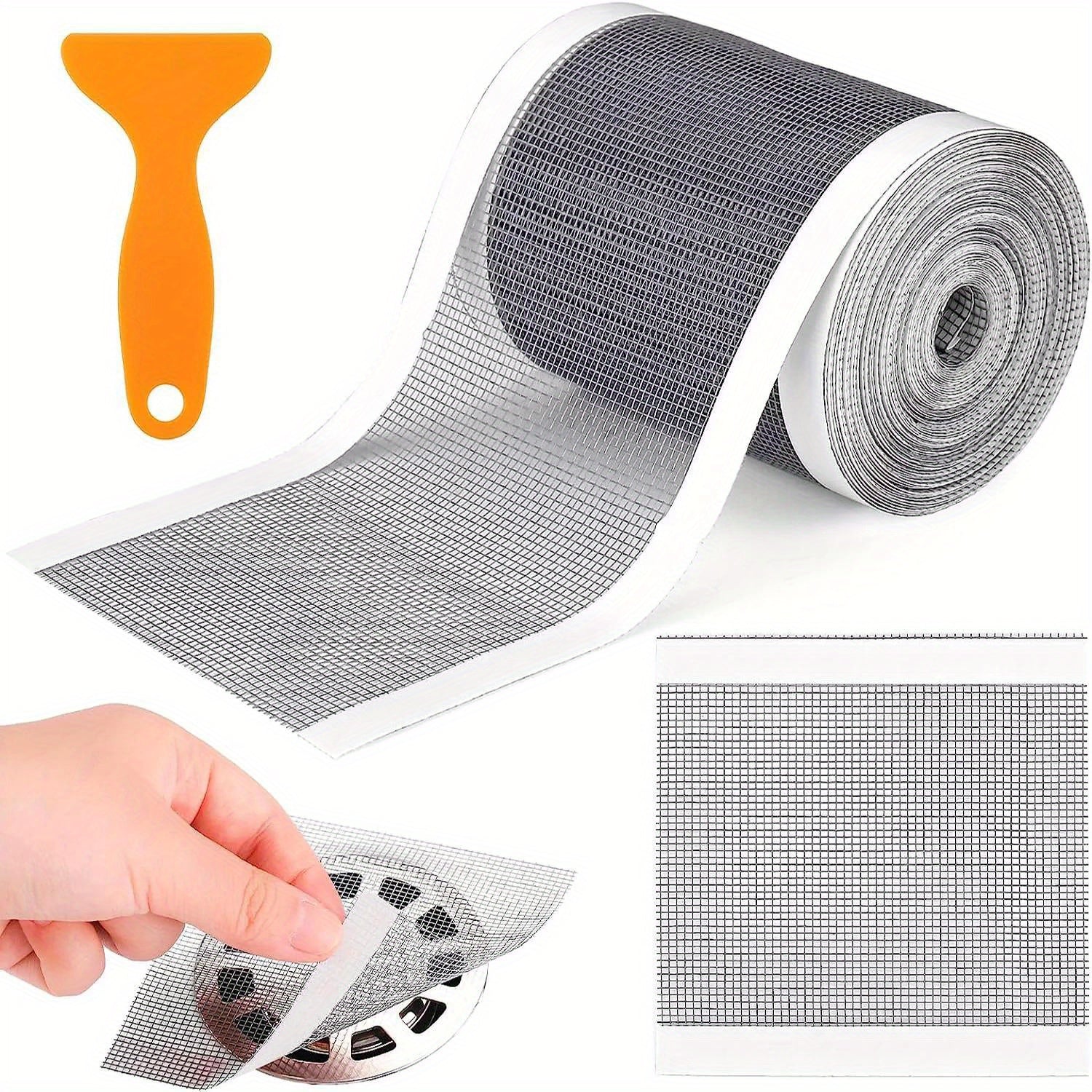 1 Rollo 5M Atrapapelos Para Desagüe De Ducha, Pegatinas De Desagüe De Piso Autoadhesivas, Filtro De Colador De Malla Desechable Para Fregadero De Baño