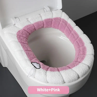 1 cojín para inodoro grueso, cojín extraíble para inodoro, funda universal tejida y cálida para inodoro, cojín lavable para inodoro, cubierta suave de invierno para inodoro, accesorios para baño