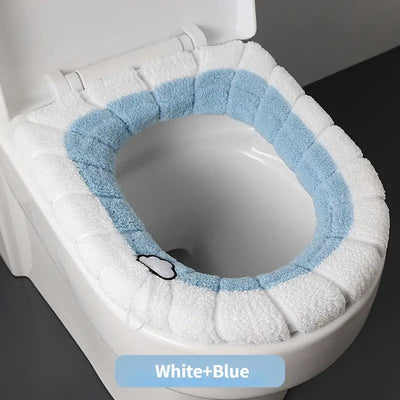 1 cojín para inodoro grueso, cojín extraíble para inodoro, funda universal tejida y cálida para inodoro, cojín lavable para inodoro, cubierta suave de invierno para inodoro, accesorios para baño