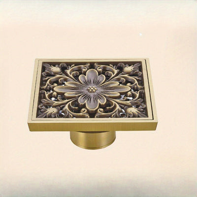 1pc Desagüe De Piso Retro Y Antiguo, Núcleo De Desagüe De Piso De Ducha, Colador De Desagüe De Ducha Cuadrado, Filtro De Cubierta De Desagüe Multifuncional Para Baño En Casa, Decoración Del Hogar, Accesorios De Baño