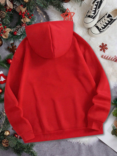Ezwear jersey holgado de manga larga con estampado de arbol de navidad y texto "feliz navidad" en estilo minimalista y vintage con estampado de leopardo, para mujer