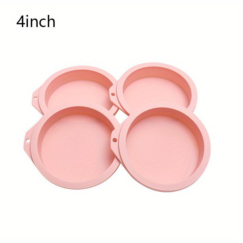 4 piezas de moldes de silicona para pasteles para horno y freidora de aire - Moldes para hornear redondos versátiles para pasteles en capas, pan, tostadas - Antiadherentes, multitamaño (10,16 cm, 15,24 cm, 20,32 cm) - Gadgets y accesorios de cocina durad