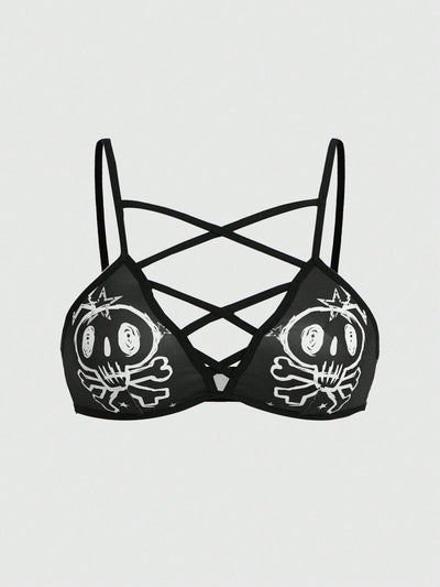 ROMWE Goth Sujetador Impreso Con Calaveras Y Estrellas