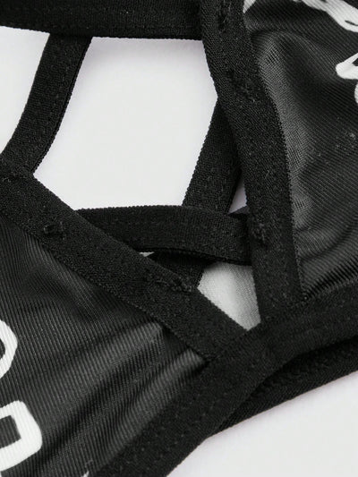 ROMWE Goth Sujetador Impreso Con Calaveras Y Estrellas