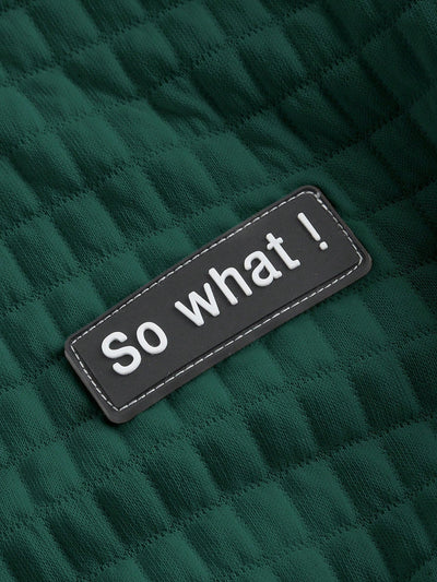Ezwear capucha crop con slogan con parche con cordon delantero de hombros caidos
