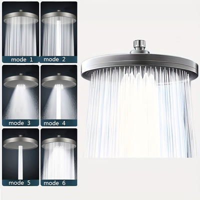 1 pza. Cabezal de ducha de alta presión ajustable, rociador superior de 6 velocidades, cabezal de ducha de mano individual presurizado, rociador de lluvia, accesorios de baño