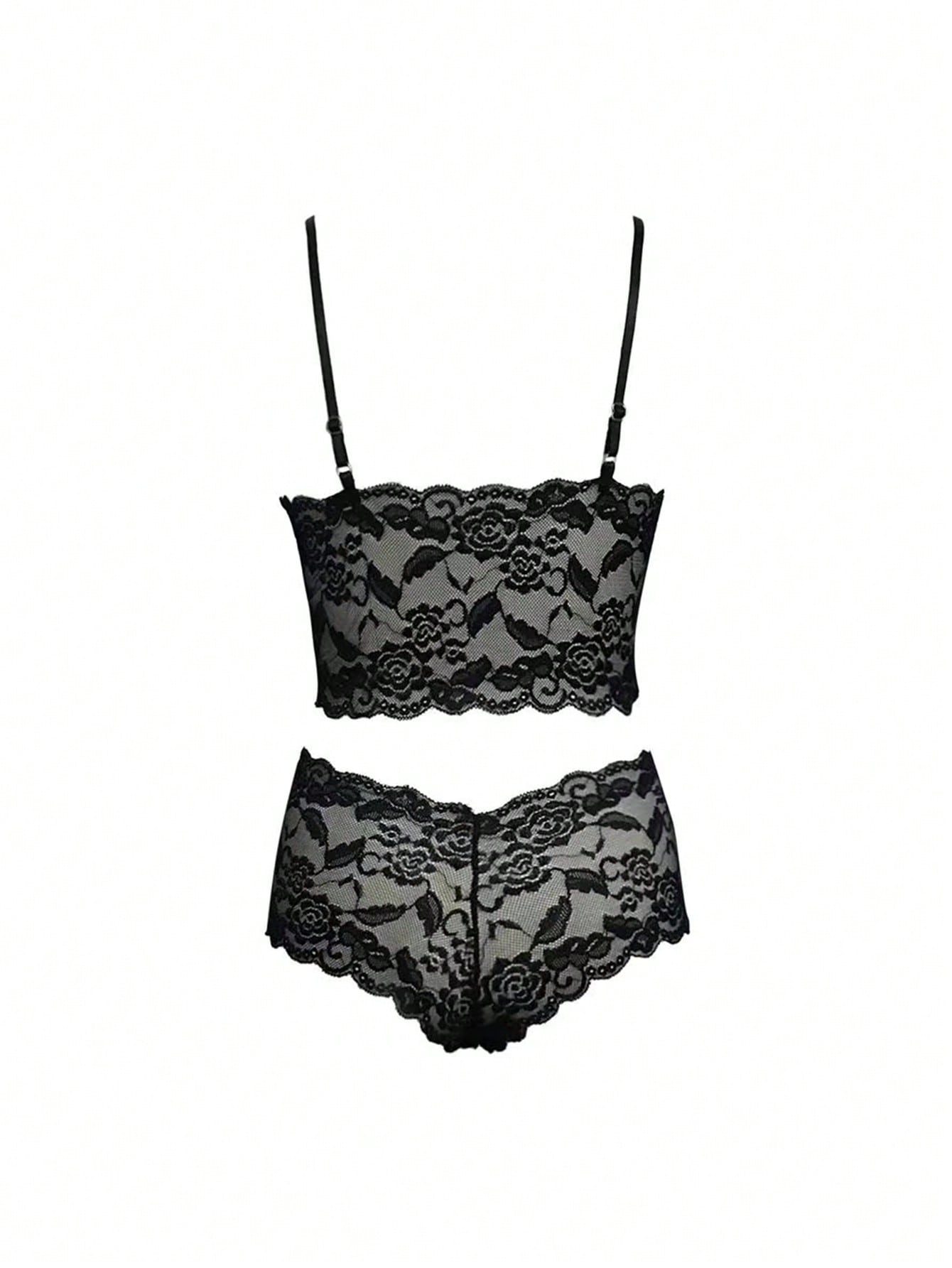 Conjunto de lenceria sexy para mujer con bralette y ropa interior de encaje