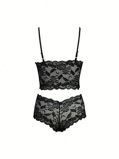 Conjunto de lenceria sexy para mujer con bralette y ropa interior de encaje
