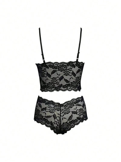 Conjunto de lenceria sexy para mujer con bralette y ropa interior de encaje