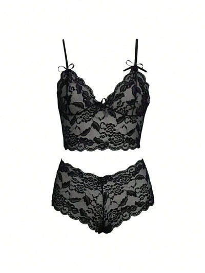 Conjunto de lenceria sexy para mujer con bralette y ropa interior de encaje