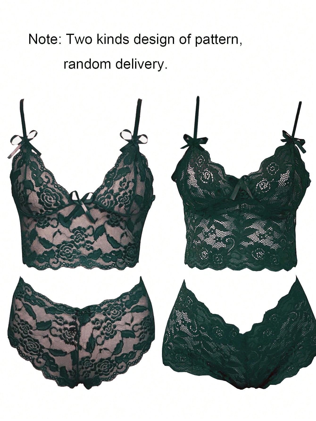 Conjunto de lenceria sexy para mujer con bralette y ropa interior de encaje