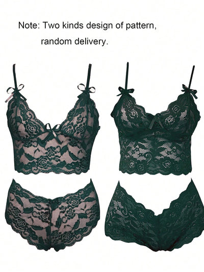 Conjunto de lenceria sexy para mujer con bralette y ropa interior de encaje