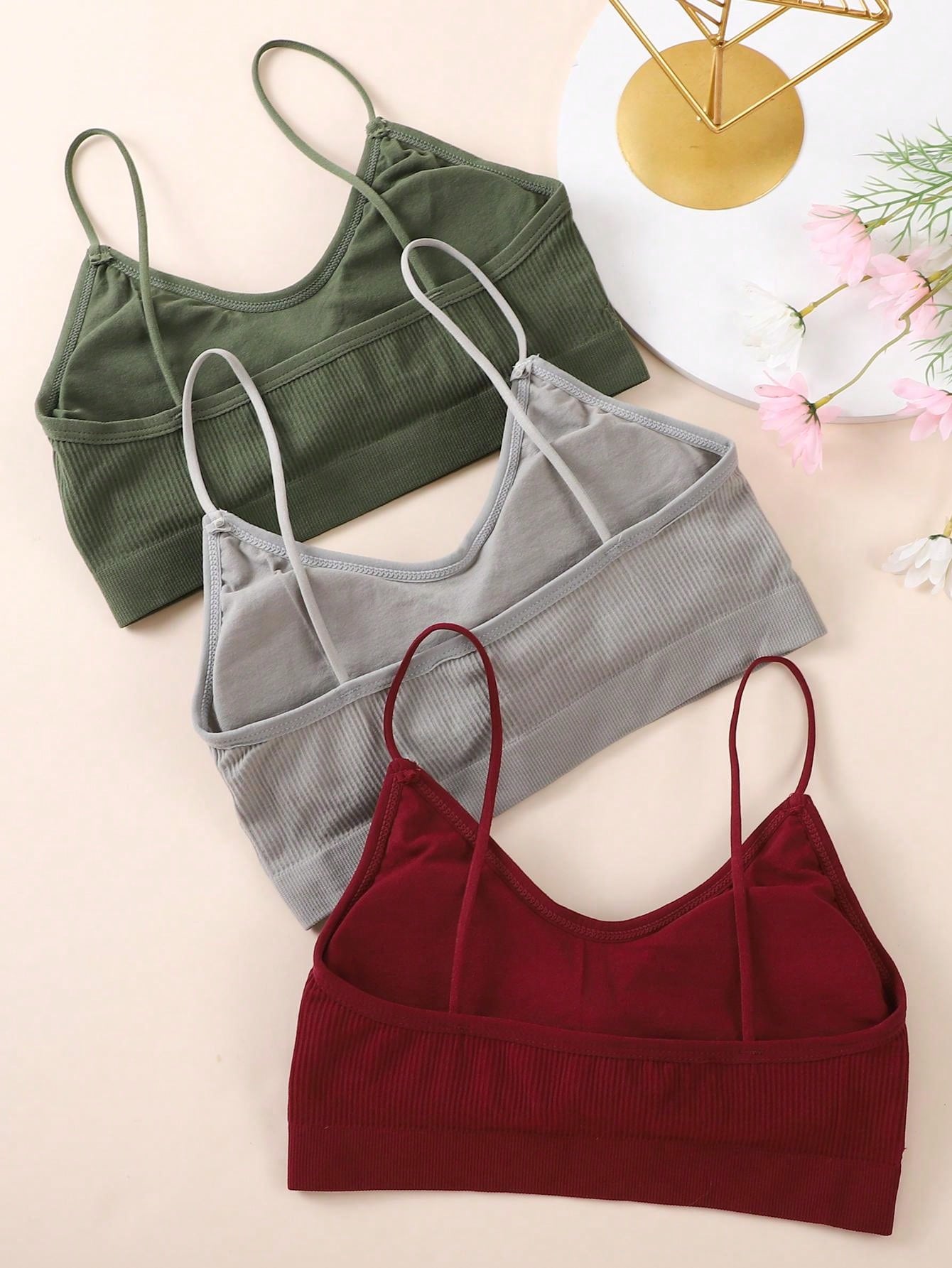 Conjunto de 3 sostenes para mujeres con diseno hermoso en la espalda para uso diario y casual