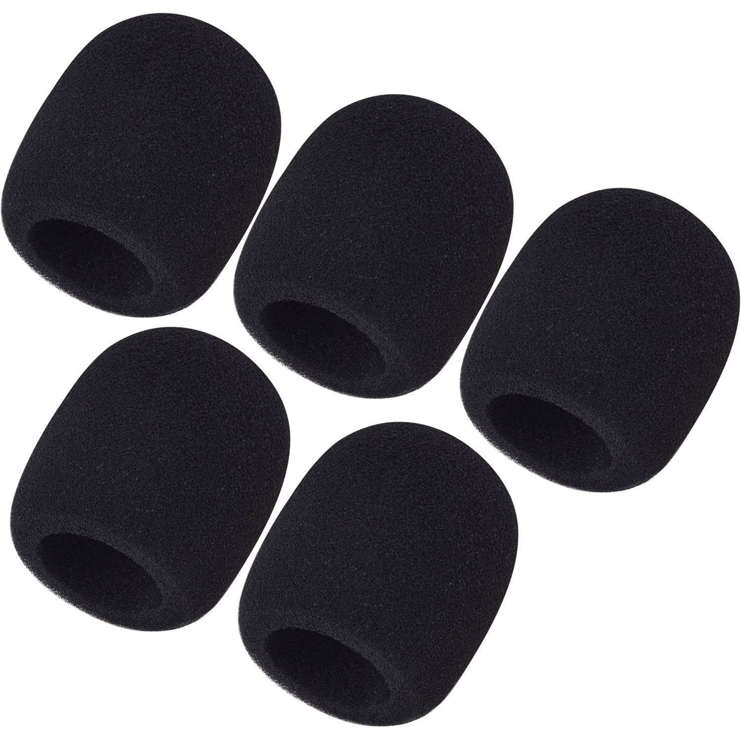 5 piezas de fundas de micrófono de espuma espesada - Ventiladores de micrófono de mano desechables y superficies de esponja, reducción de ruido para transmisión en vivo, podcasting, grabación de voz, accesorios de micrófono, esenciales para podcasting, f