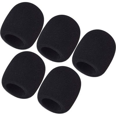 5 piezas de fundas de micrófono de espuma espesada - Ventiladores de micrófono de mano desechables y superficies de esponja, reducción de ruido para transmisión en vivo, podcasting, grabación de voz, accesorios de micrófono, esenciales para podcasting, f
