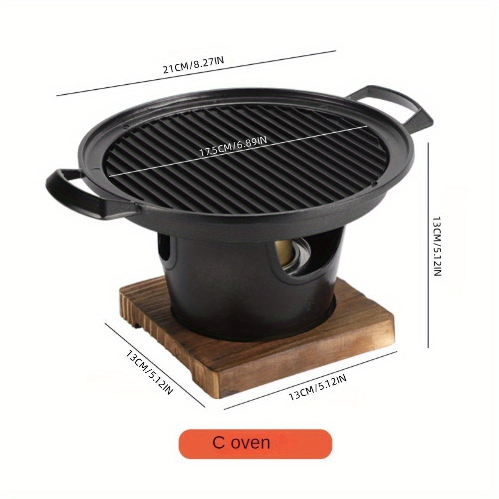 Parrilla de barbacoa portátil de estilo japonés para una persona - Horno de barbacoa mini compacto de aluminio con bandeja de carbón, ideal para el hogar, exteriores o camping, estufa de camping, construcción duradera.