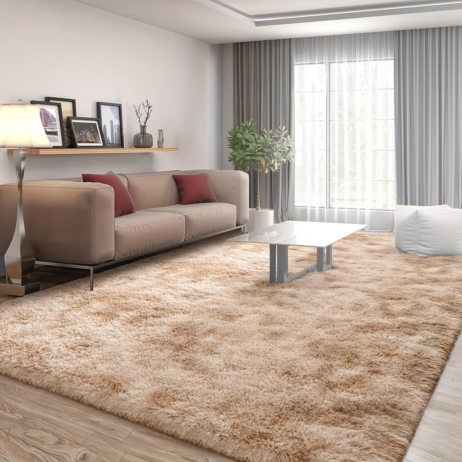 1 Unidad, Tapete Cuadrado De Felpa Para Dormitorio, Suave Y Moderno, Ideal Para Dormitorios Y Salas De Estar, Decoración Para El Hogar Y Regalo De Inauguración De La Casa.
