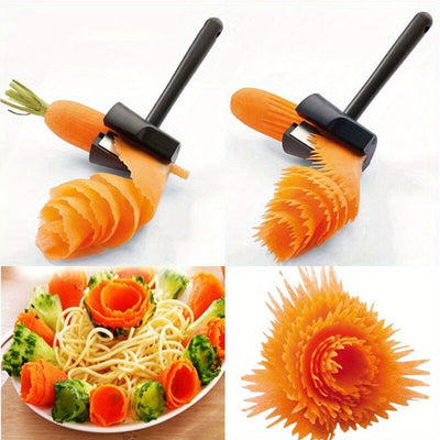 1pc Cortador Espiral para Zanahorias, Rábanos, Patatas, Pelador de Frutas, Dispositivo para Tallar Flores, Herramienta de Corte de Verduras para Cocina