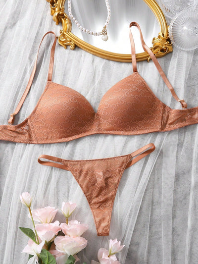 Conjunto De Lenceria Para Mujeres Con Tanga Y Sujetador