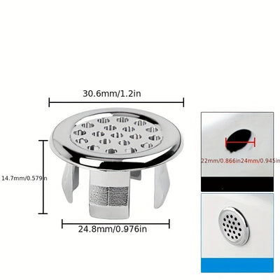 2/4pcs Anillo de Desbordamiento de Baño de Plástico, Anillo Redondo para Lavabo de 22-24mm, Anillo de Desbordamiento Electrochapado, Accesorios de Tapa de Orificio Cromado