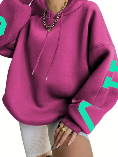 Ezwear sudadera con capucha informal para mujer con estampado de letras, para otono/invierno