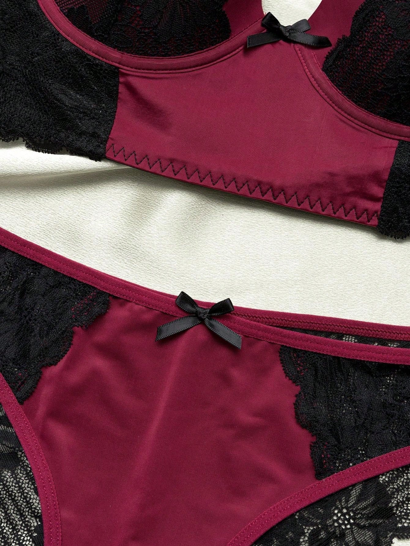 Nina Bonheur 1 set de sujetador y braguita sexy para mujer con encaje y aro de soporte