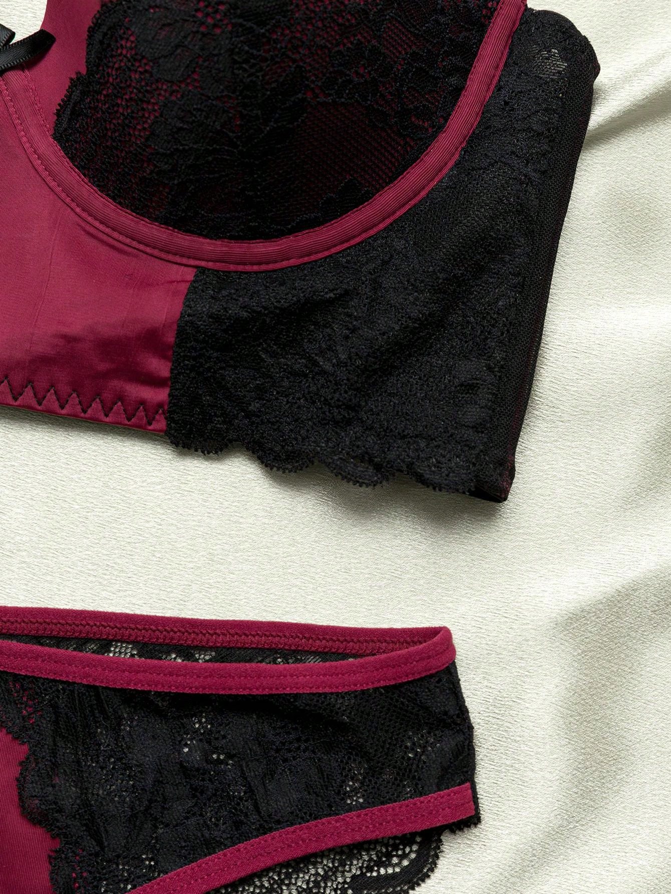 Nina Bonheur 1 set de sujetador y braguita sexy para mujer con encaje y aro de soporte