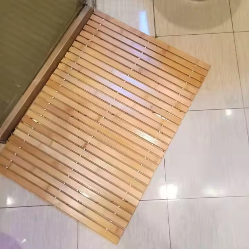 Alfombra de baño de bambú artesanal - Antideslizante, tapete rectangular con diseño geométrico para baño y ducha, 100% fibra de bambú, duradero y de alta calidad