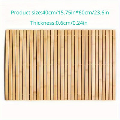 Alfombra de baño de bambú artesanal - Antideslizante, tapete rectangular con diseño geométrico para baño y ducha, 100% fibra de bambú, duradero y de alta calidad