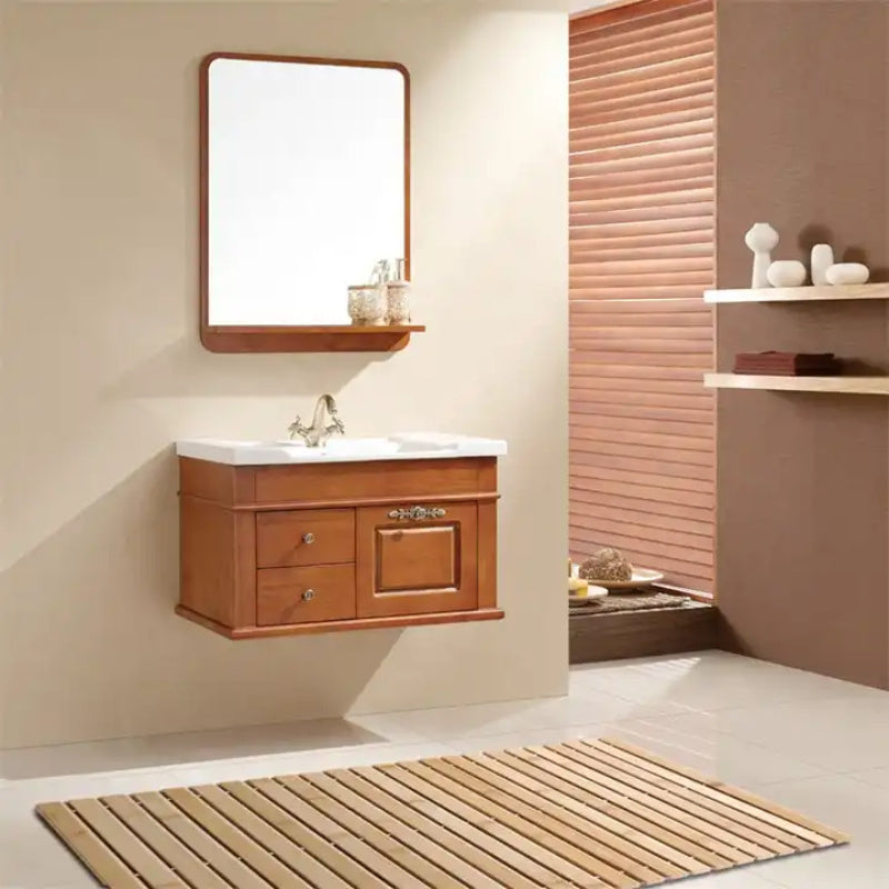 Alfombra de baño de bambú artesanal - Antideslizante, tapete rectangular con diseño geométrico para baño y ducha, 100% fibra de bambú, duradero y de alta calidad