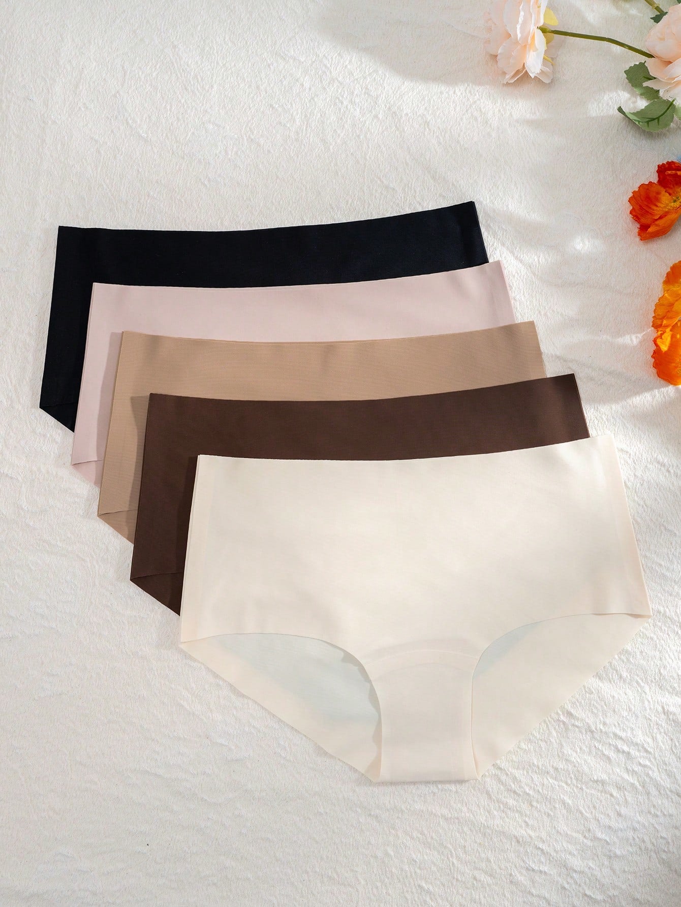 5 Piezas Boxer Briefs Lisos Con Cintura Baja