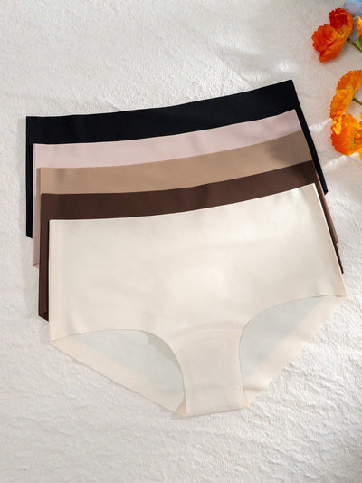 5 Piezas Boxer Briefs Lisos Con Cintura Baja