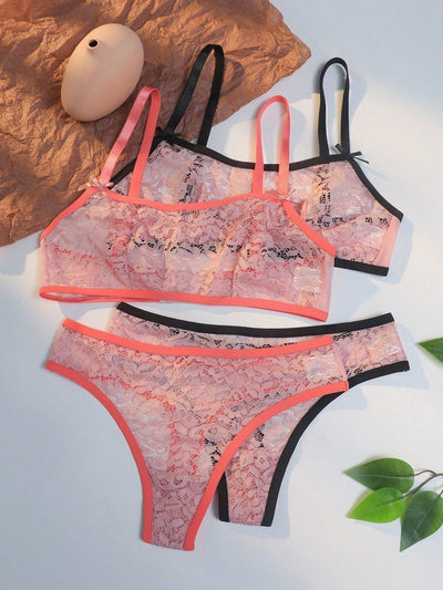 Conjunto De Lenceria De Encaje Para Mujer De 4 Piezas