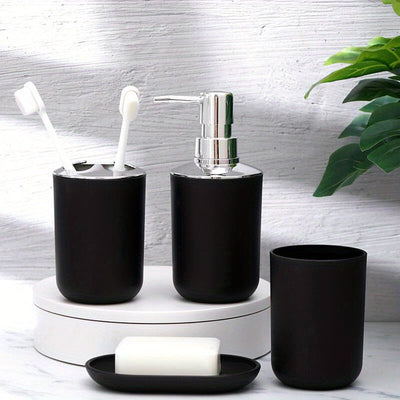 4 Piezas, Porta Cepillos De Dientes, Jabonera, Dispensador De Loción, Botella De Bomba, Vaso Para Enjuague Bucal, Accesorios De Baño, Conjunto De Baño