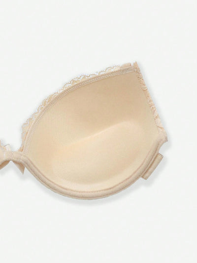 1 pieza Mujeres Sin visible Sujetador de levantamiento de refuerzo con sujetador transparente de encaje sexy color beige para vestido de fiesta