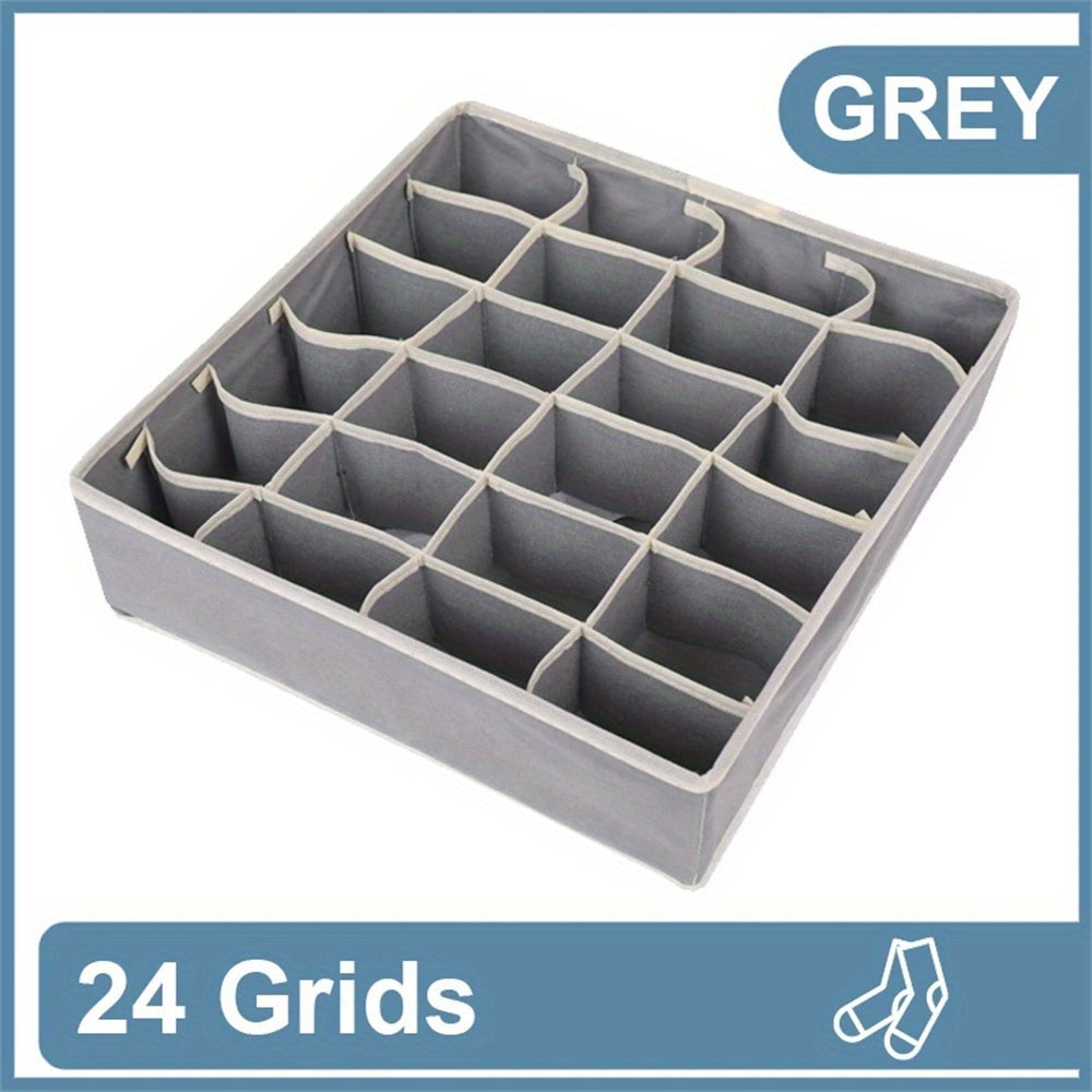 Organizador de tela con 24 compartimentos para ropa interior y calcetines, divisores de colores, plegable, para cajón o armario, ideal para calcetines, ropa interior, corbatas y accesorios