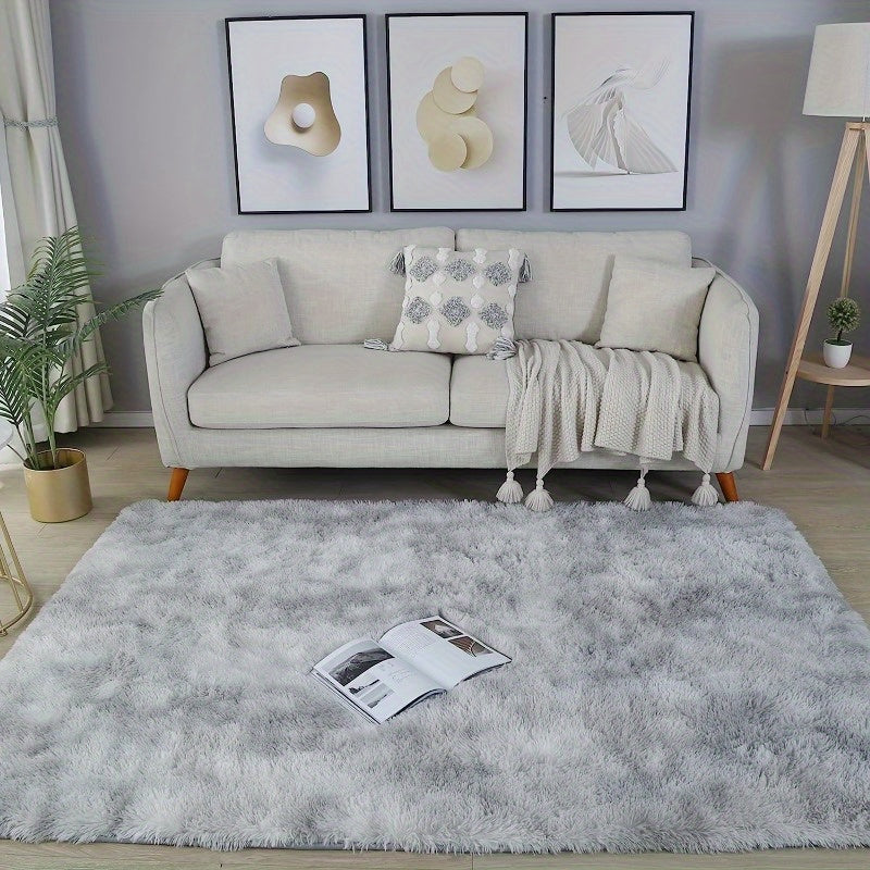 Alfombra de Área Chic en Gris Tie-Dye - Mezcla de Poliéster Suave, Lavable a Máquina para Sala de Estar, Guardería, Decoración de Dormitorio