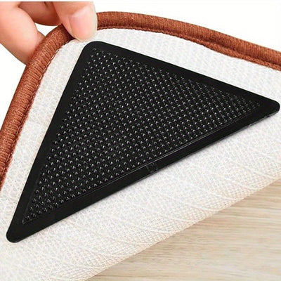 4+4pcs Agarraderas para Alfombras, Pegatinas Antideslizantes para Suelos de Madera y Azulejos, Alfombras Reutilizables y Lavables, Almohadillas Adhesivas de Doble Cara para Mantener las Esquinas Planas