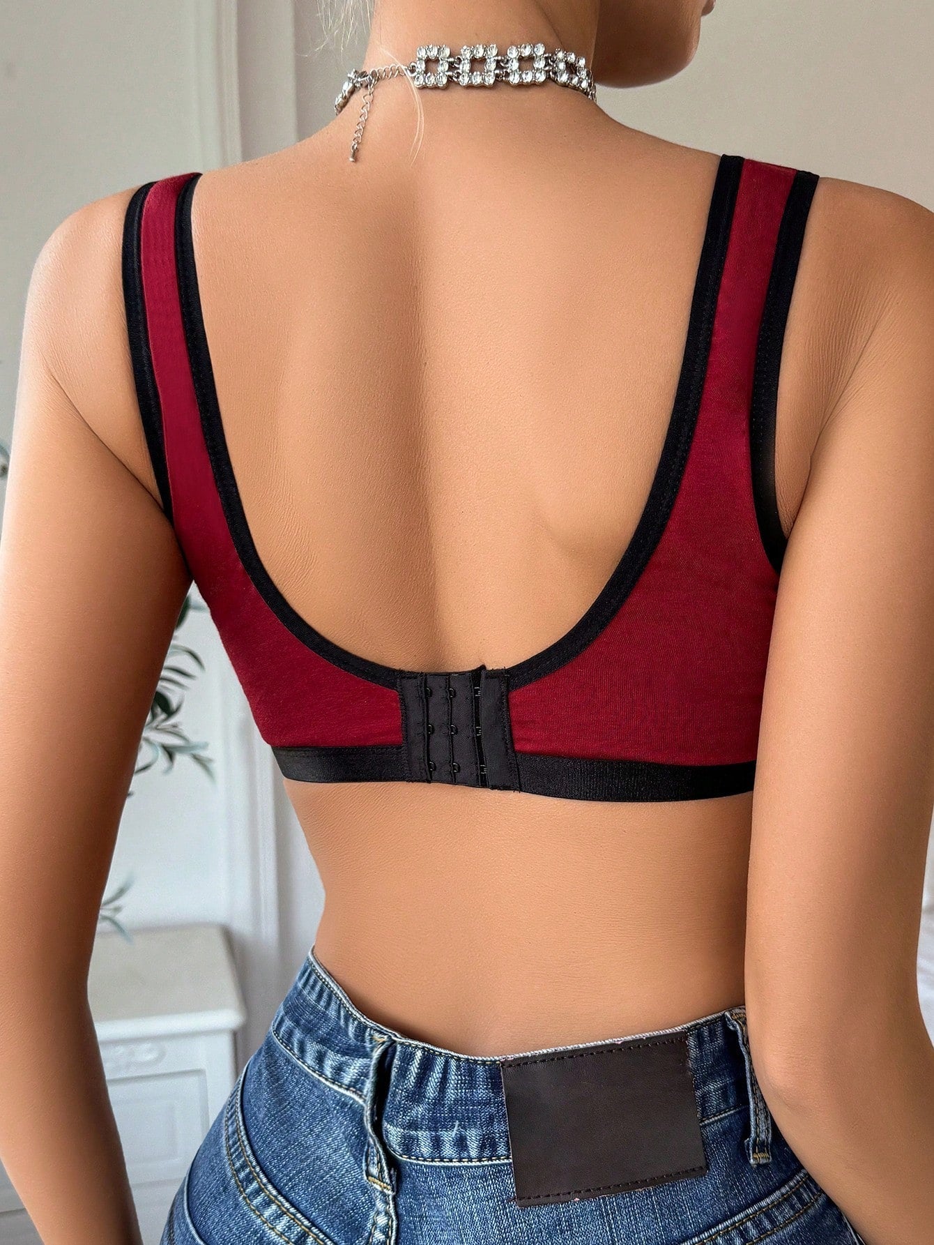 Sujetador Sin Alambre Para Mujer Con Borde Decorativo De Colores