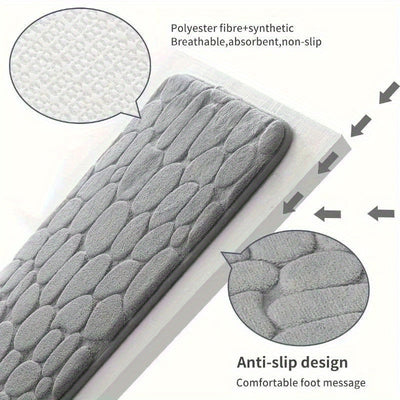 1 ud Alfombra de Baño de Espuma de Memoria con Relieve de Piedra de Felpa - Ultra Suave, Absorbente Rápido de Agua, Lavable, Antideslizante e Hipoalergénica - Perfecta para Baño, Ducha y Bañera - Sin Fragancia y Fácil de Limpiar