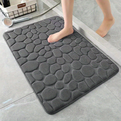 1 ud Alfombra de Baño de Espuma de Memoria con Relieve de Piedra de Felpa - Ultra Suave, Absorbente Rápido de Agua, Lavable, Antideslizante e Hipoalergénica - Perfecta para Baño, Ducha y Bañera - Sin Fragancia y Fácil de Limpiar