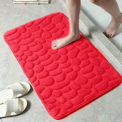 1 ud Alfombra de Baño de Espuma de Memoria con Relieve de Piedra de Felpa - Ultra Suave, Absorbente Rápido de Agua, Lavable, Antideslizante e Hipoalergénica - Perfecta para Baño, Ducha y Bañera - Sin Fragancia y Fácil de Limpiar
