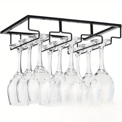 Soporte para Copas de Vino Invertido de Acero Inoxidable - Estante para Tazas de Cocina y Bar que Ahorra Espacio, Perfecto para Uso Doméstico y en Restaurantes