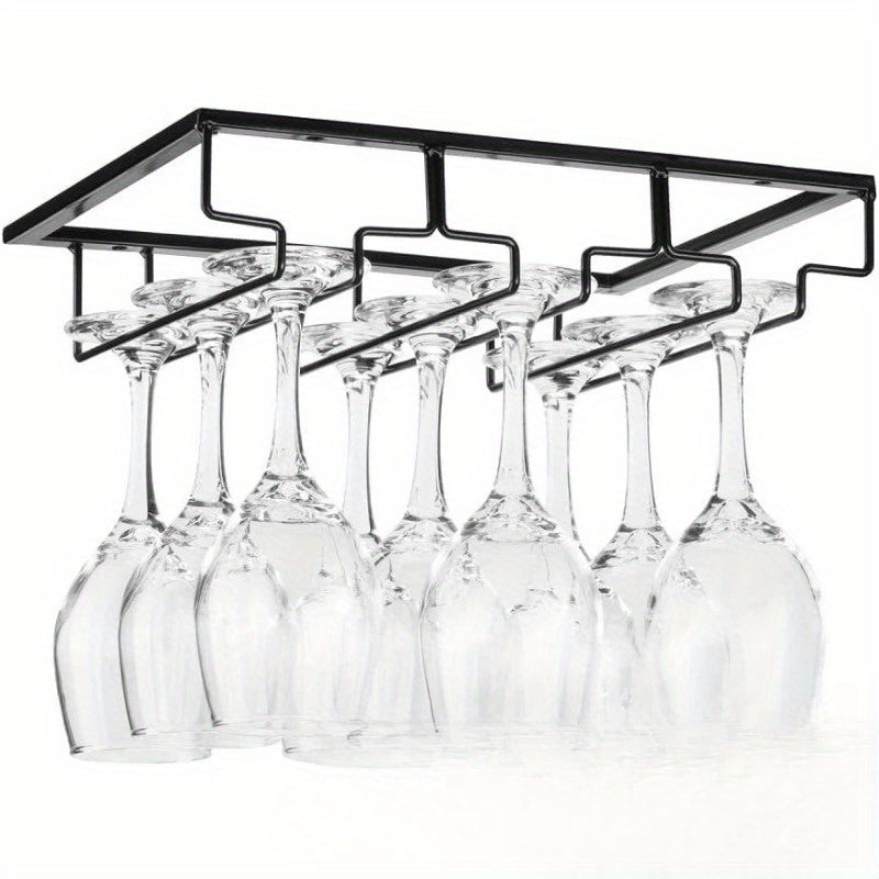 Soporte para Copas de Vino Invertido de Acero Inoxidable - Estante para Tazas de Cocina y Bar que Ahorra Espacio, Perfecto para Uso Doméstico y en Restaurantes
