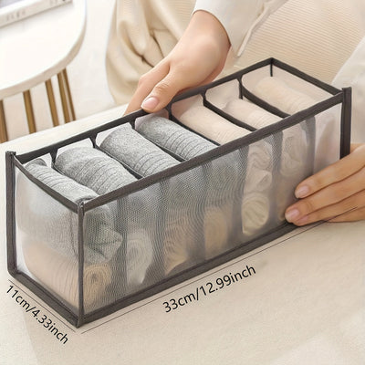 Caja De Almacenamiento De Ropa Interior De 7 Compartimentos, Organizador Multifuncional De Ropa Interior Y Calcetines, Caja De Almacenamiento Para Cajón De Armario, Clasificador De Ropa Interior Y Calcetines, Para El Hogar, Dormitorio O Residencia Univer
